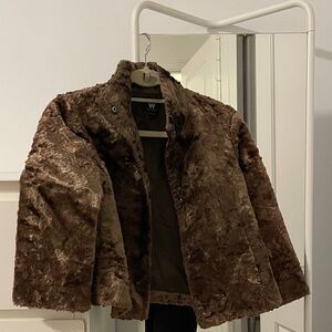 Brown Faux Fur Jacket vintage cropped